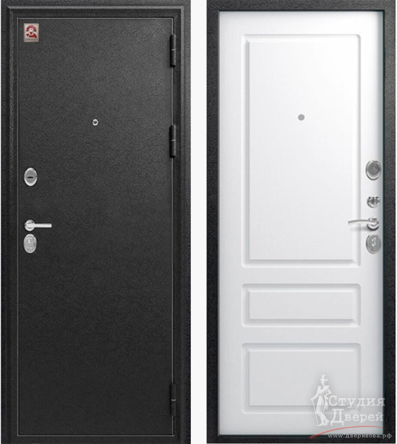 Дверь стальная LUX-6 Серый муар - Белый софт