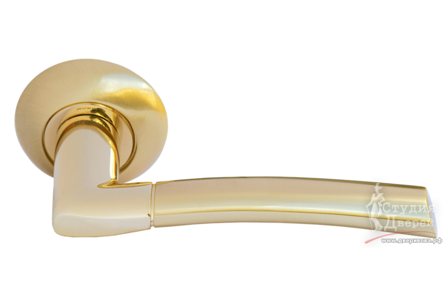 Ручка дверная на круглой розетке MH-06 SG/GP матовое золото/золото