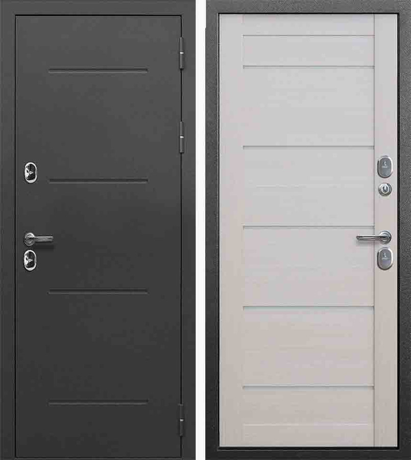 Входная дверь 11 см ISOTERMA Антик серебро/царговая МДФ панель 10 мм Лиственница беж, Терморазрыв