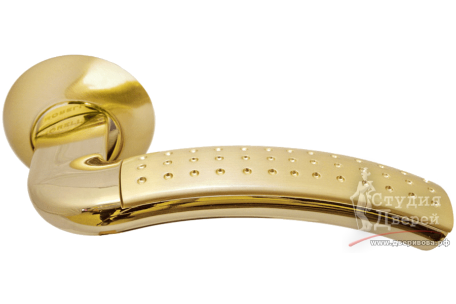 Ручка дверная на круглой розетке MH-02P SG/GP матовое золото/золото,с перфорацией
