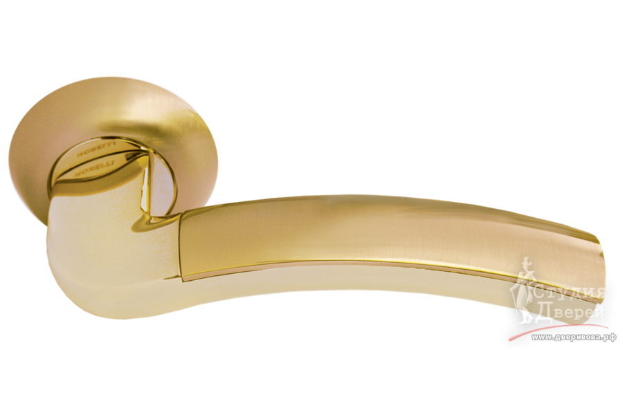 Ручка дверная на круглой розетке MH-02 SG/GP матовое золото/золото