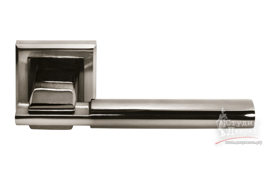 Ручка дверная на квадратной розетке DIY MH-13 SN/BN-S белый никель/черный никель