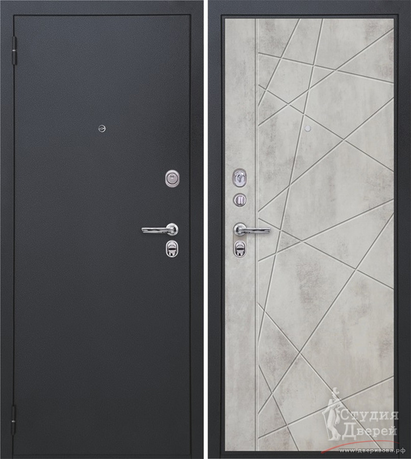 Дверь входная с терморазрывом ХЬЮСТОН (ТЕРМО), Букле темно серый / Бетон светлый, Аргус