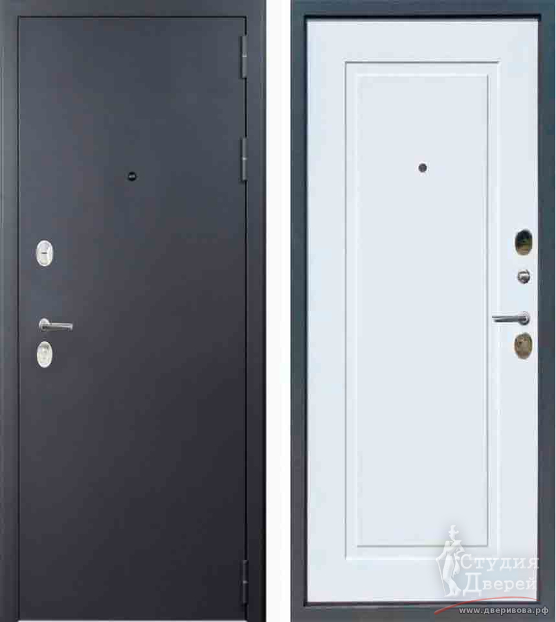Дверь стальная YoDoors-2 букле графит/Velluto Bianco