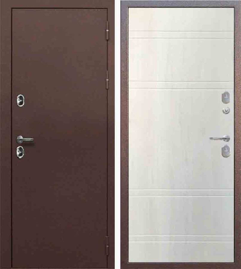 Входная дверь 11 см Протерма Букле Шоколад/фрезерованная МДФ панель 10 мм Астана Эш Уайт, Терморазрыв